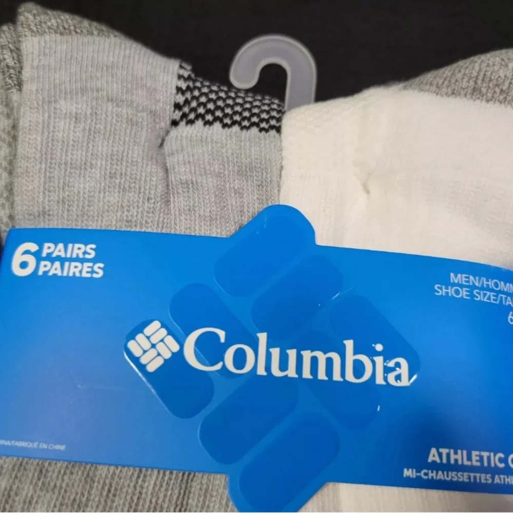 COLOMBIA athletic Cushioned crew socks  White/gray